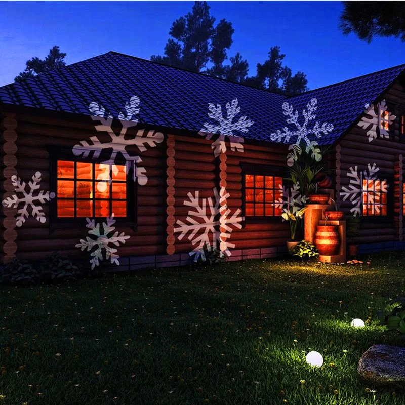 

Magic Colorful White Snowflake Stage Lamp Outdoor Party Xmas Wedding Laser Projector EU US Plug Landscape Garden New Year Decor