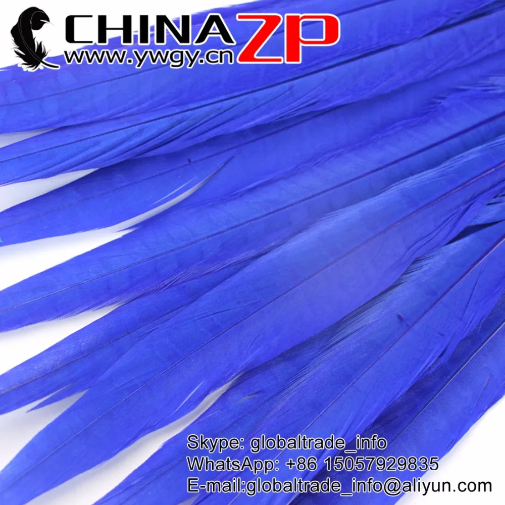 

CHINAZP Factory 100pcs/lot Size from 12inch to 14inch(30-35cm) Dyed Dark Blue Ringneck Pheasant Tail Feathers