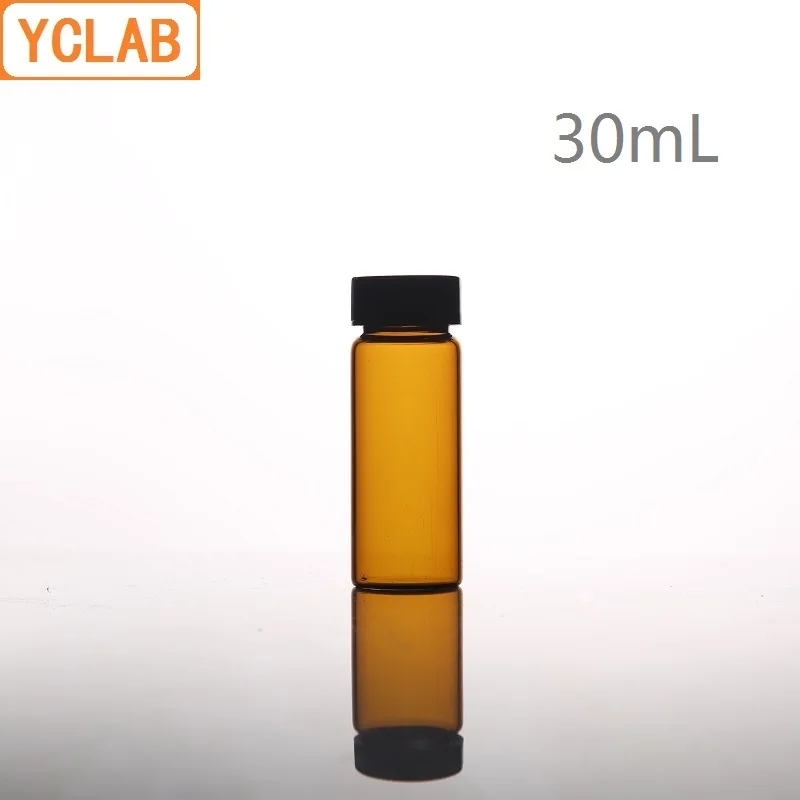 YCLAB 30 мл Стекло образец бутылки коричневый янтарь винт с Пластик Кепки и PE площадку лаборатория химии оборудования