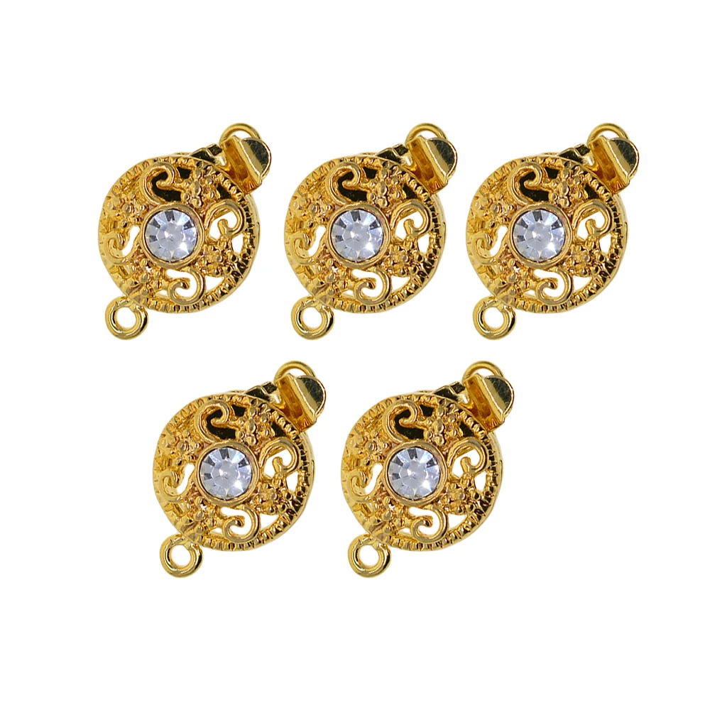 5 Pieces Crystal Jewelry Clasps Rhinestone Embellishments Connectors for DIY Necklace, Bracelets Making Findings, 0.67x0.39inch