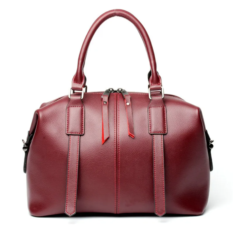 

Genuine Leather Women's Tote Bag Leisure Commuting Boston Bag Fashion Shoulder Bag Top Handle Large Capacity