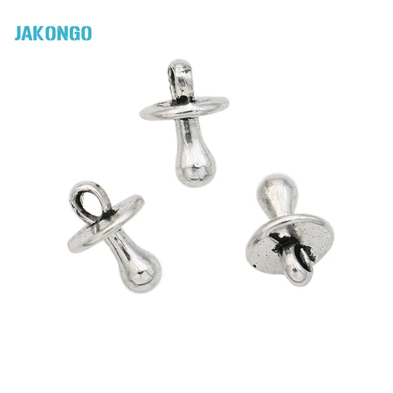 

JAKONGO Antique Silver Plated Baby Nipple Charms Pendants for Necklace Bracelet Jewelry Making DIY Handmade 13x9mm 20pcs
