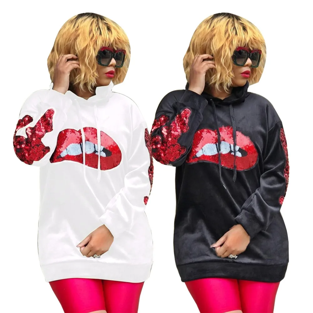 sequin lip sweatshirt
