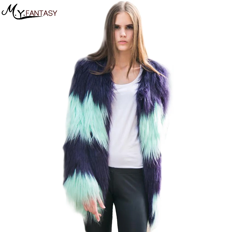 Женская Шуба с воротником из меха лисы длинная шуба норки зимняя большого