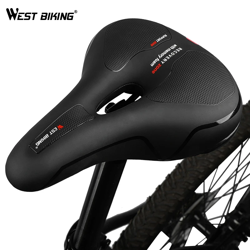 

WEST BIKING Bike Saddle Soft Comfortable Cycling Seats PU Thicken Widen Mountain Bike Cushion Hollow Shockproof Bicycle Saddle