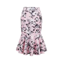 Vogue модные женские туфли 1841 S хороший Цветочный Принт по колено юбка летняя Труба Русалка нарядные юбки женские Повседневное юбки