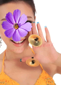 

1 Pair Belly Dancing Dancewear Decoration Golden Brass Finger Cymbals Zills-Y107