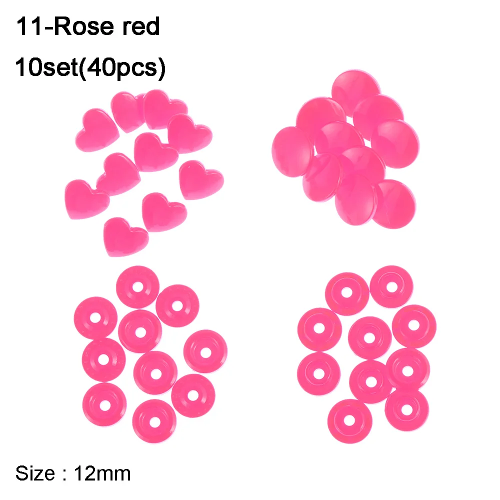 40 шт. 12 мм Кнопки Скрапбукинг шитье Аксессуары Любовь Сердце Пластиковые крепежи нажмите кнопку кнопки новое поступление - Цвет: Rose red