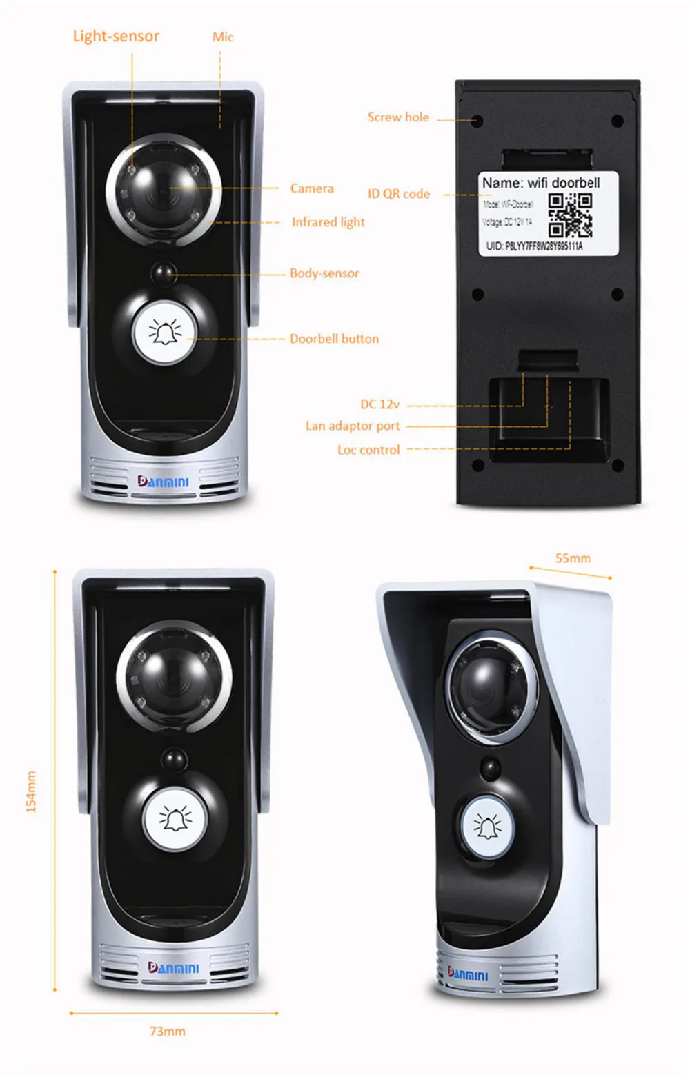 DANMINI 3,0 MP домофон камера беспроводной видео телефон двери видеодомофон спикерфон домофон системы ИК дверные звонки камера
