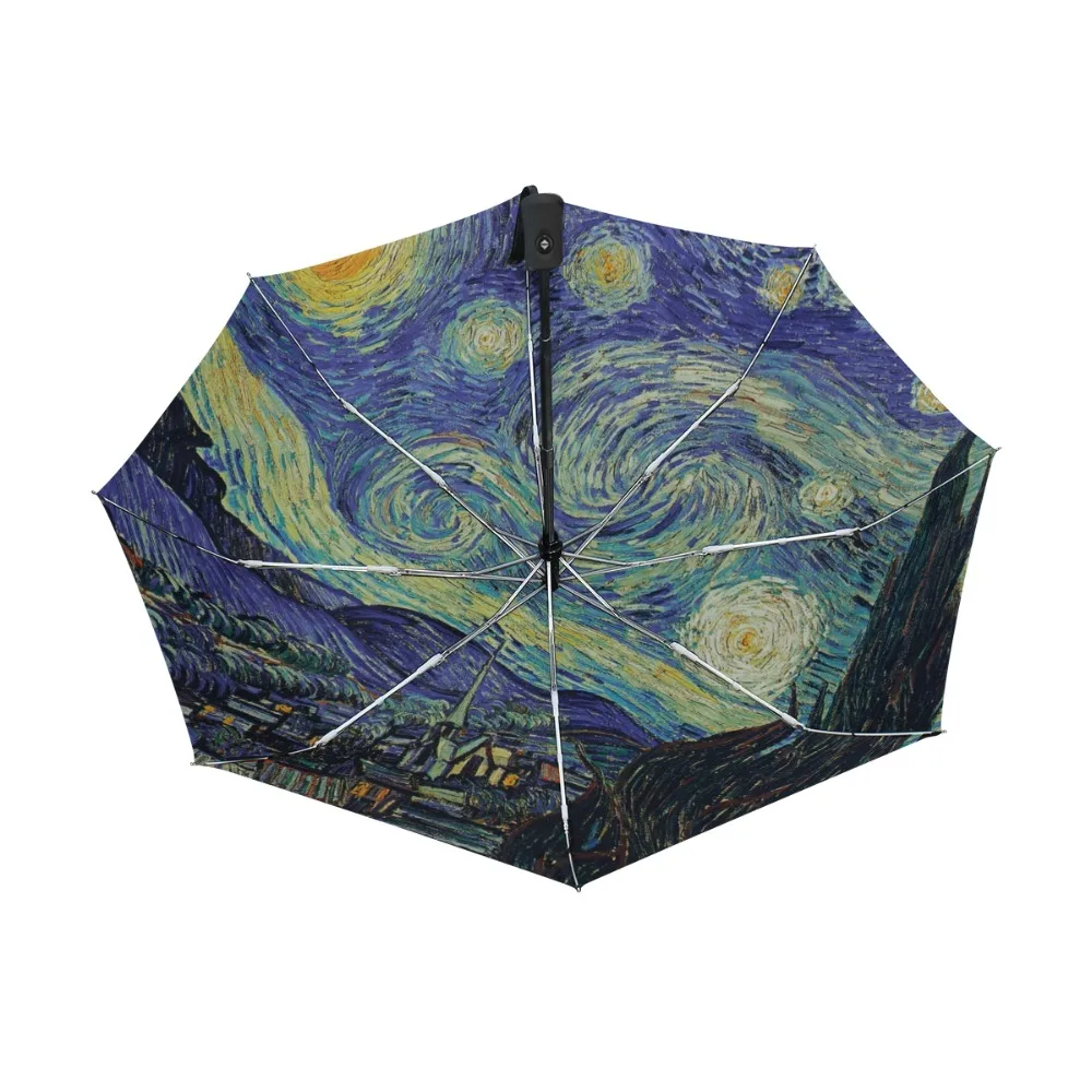 Креативная картина Звездная ночь зонтик Ван Гог Картина маслом три-складной Солнечный дождливый зонтик Анти-УФ зонтик для девочки
