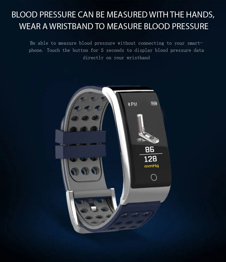ECG умный Браслет фитнес-трекер часы монитор артериального давления браслет Здоровье с интеллектуальным измерением