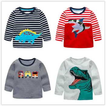 

Long sleeve baby boys t-shirts cotton animals printed children's clothes autumn blouse baby kids boys t-shirt dinosaur tops tees