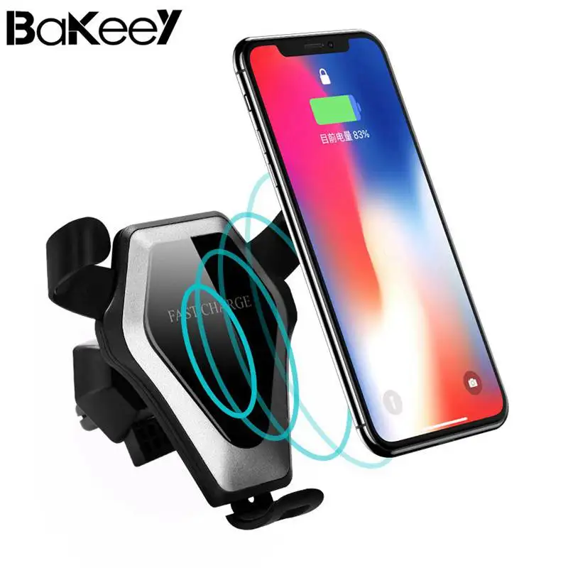2018 Hot Bakeey Qi Wireless Car  Fast Charger and Standing New Suckers Cup Air Vent Mount Desktop Holders For iPhone For Samsung