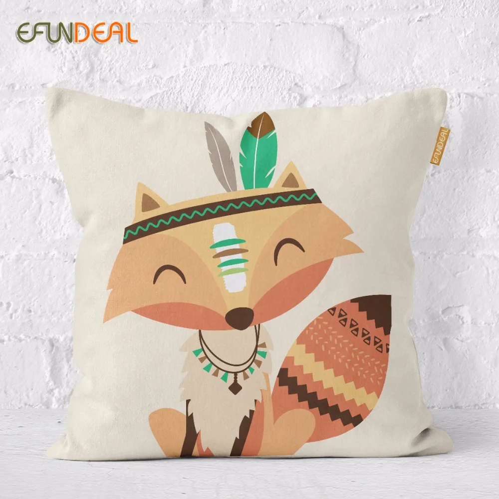 

Cute Cartoon Cushion Cover Fox Rabbit Bird Owl Feather Pillow Case For Kids Room Decoration Nursery Room 45*45cm/60*60cm