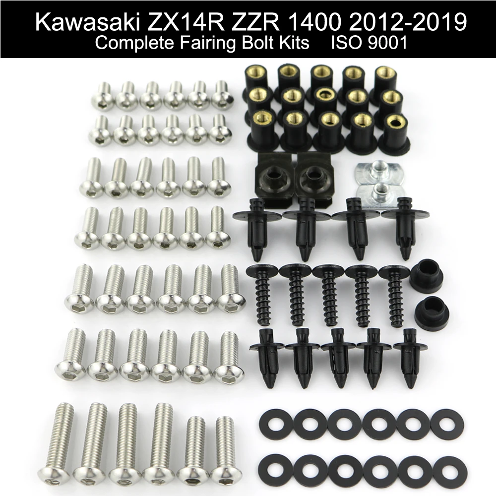 Full Fairing Bolt Kit CNC Clips Spring For Kawasaki Ninja ZX14 ZZR1400 2006-2015