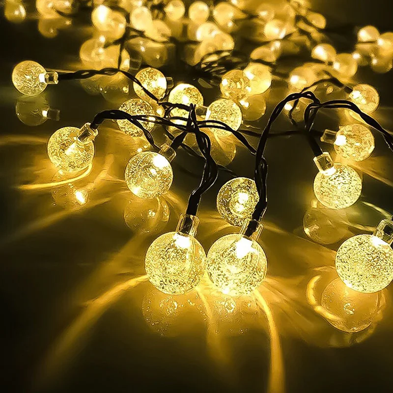 Billige 7 M 30 LED Kristall Ball Solar Wasserdichte Außen String Lichter Solar Globe Fairy String Lichter Für Festival Außerhalb