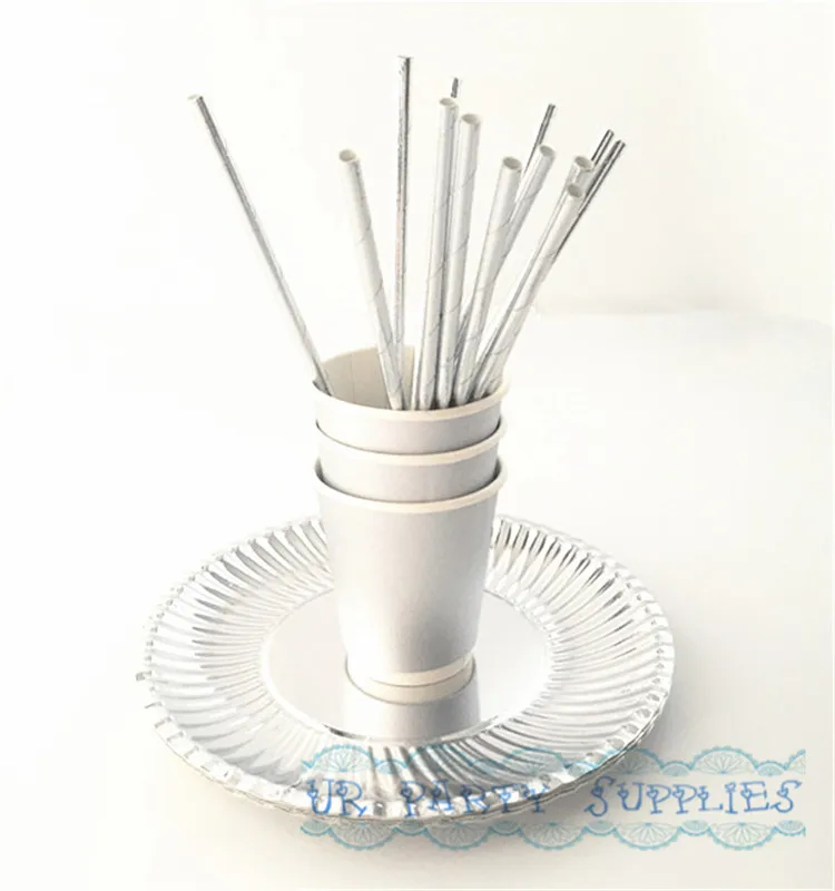 40 человек вечерние бумажные десертные столовые приборы из фольги серебряные