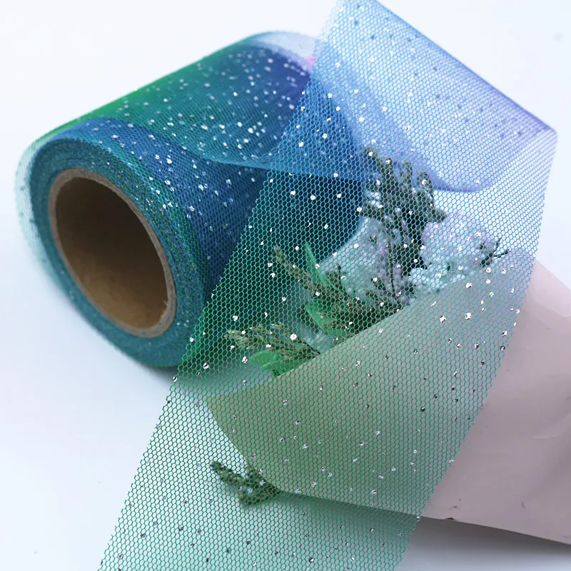 50yard/roll 6/7. 5 см блестящие Серебристые тюль ролл DIY помпонами юбка с бантом торт Топпер пачка мягкая блесток точка декор на свадьбу День рождения