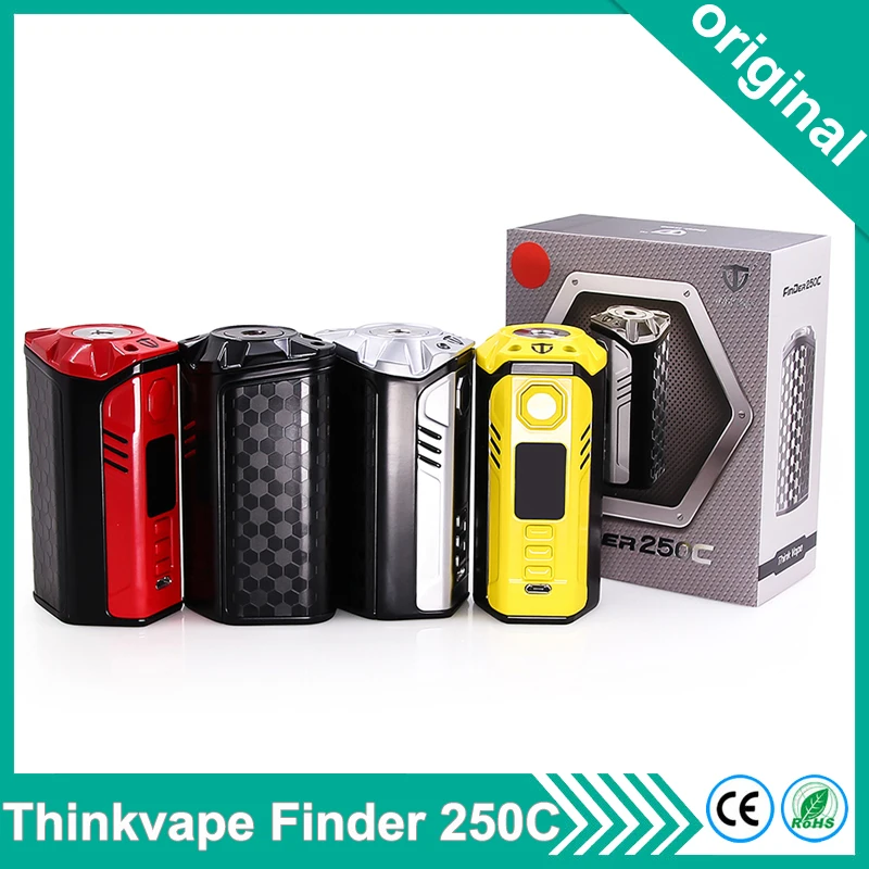 

Original Think Vape Thinkvape Finder 250c box Mod 300w Powered by Evolv DNA 250c Chip DNA chip electronic cigarette mod