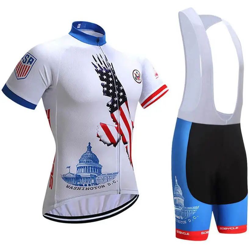 Белый Команда USA форма велосипедиста Джерси Ropa Ciclismo быстросохнущая велосипед для мужчин костюмы рубашка с короткими рукавами pro велосипедные майки Майо - Цвет: Белый