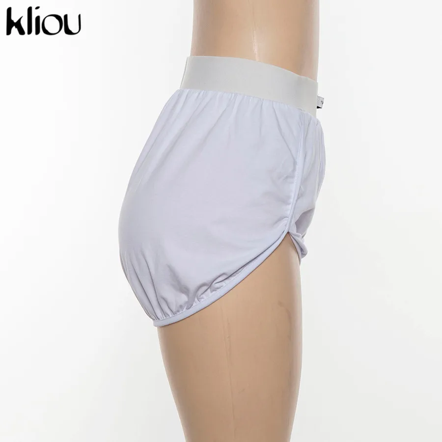 Kliou women casual cotton shorts elastic waist short bottom summer girls cute shorts women street fashion short trousers