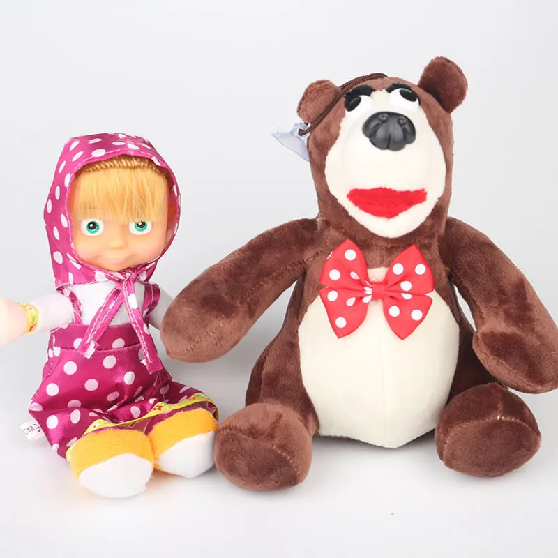 Kawaii Martha и медведь Россия плюшевые игрушки Адидас встречи говорить пой Masa и медведь Lint Мягкая кукла для детей подарок