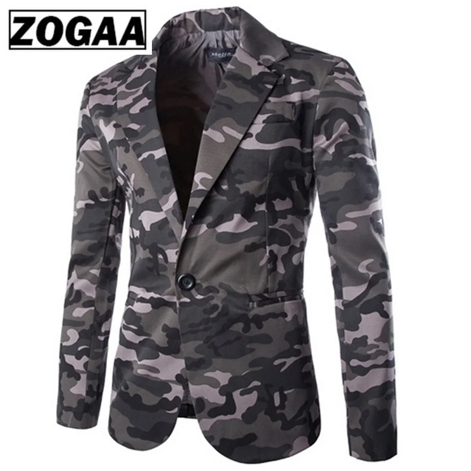 Zogaa Brand new men's blazer camouflage pure cotton regular blazer men slim fit single-breasted mens suit jacket casual coat
