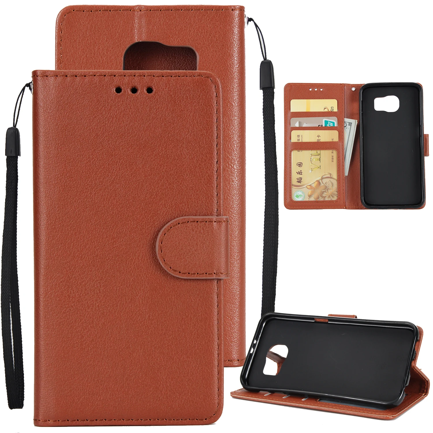 Luxury Leather Flip lanyards Phone Case For Samsung Galaxy S6 case
