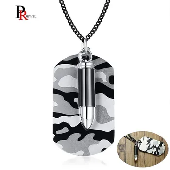 

Camouflage Dog Tag Pendant Necklace for Men Stainless Steel Bullet Can Be Opened Male Boy Punk Gifts Jewelry