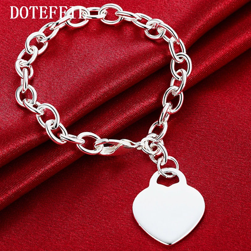 

Luxury Brand 925 Silver Fashion Bracelet/Bangle Jewelry Trendy Women Heart Charm Bracelets Free Shipping