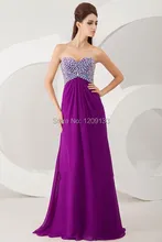 Vestido de casamento 2015 Neue Formales Lila Kleider Luxus Perlen Ballkleider Schatz Hals Langes Abendkleid Zum Party Kleider