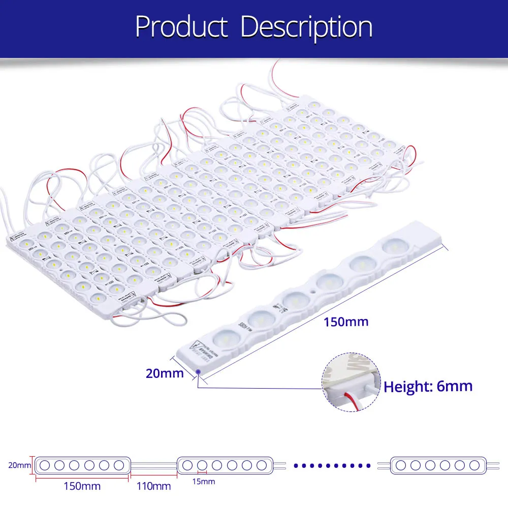 Светодиодный модуль SMD 2835 6 светодиодных линз 220 В IP65 Водонепроницаемый для DIY light