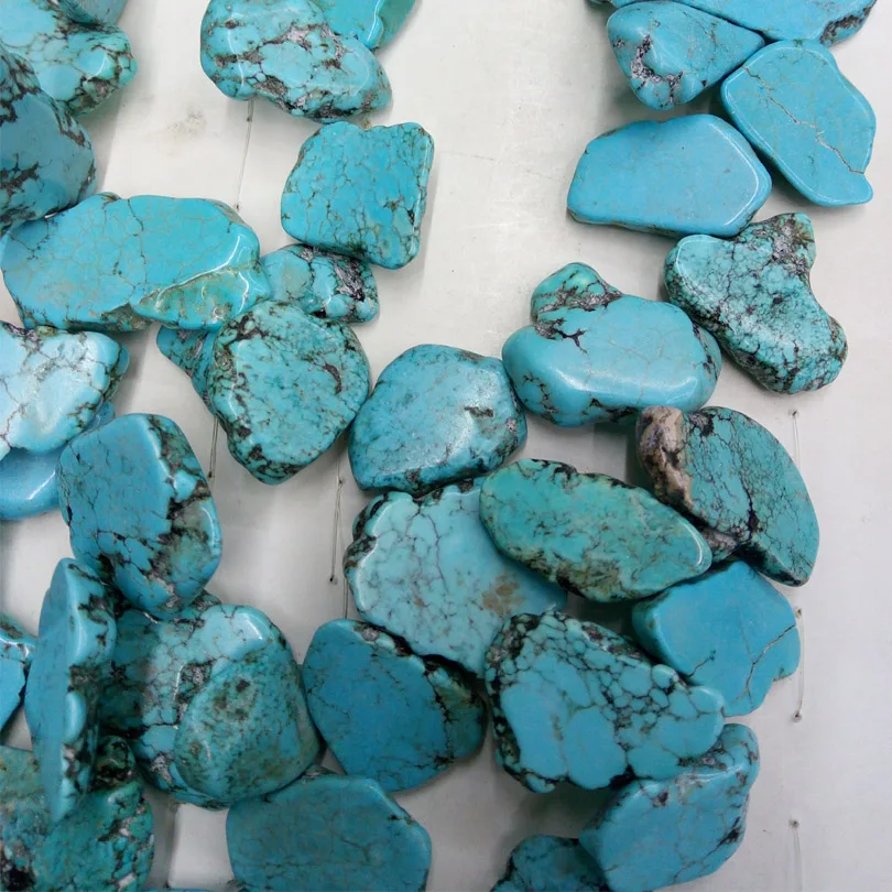 

Hot Natural Turquoises Stone Flake Freeform Shape Huge Schistose Beads Horizontal Hole Stone For Earrings Fashion Jewelry Making