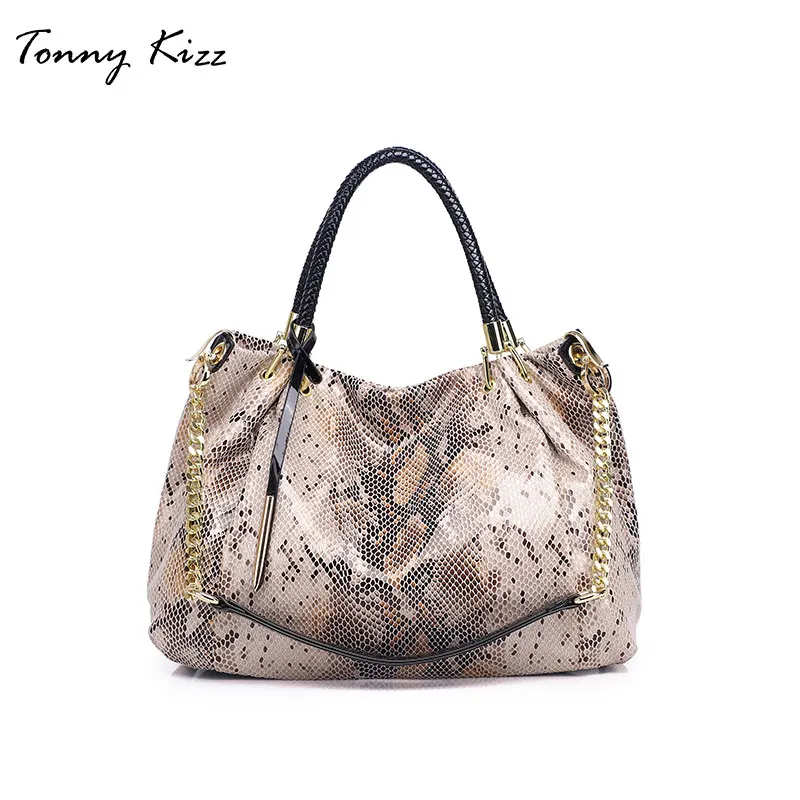 

Tonny Kizz big handbag women shoulder bags leather female tote bags with serpentine prints ladies snake print shoulder bag hobo