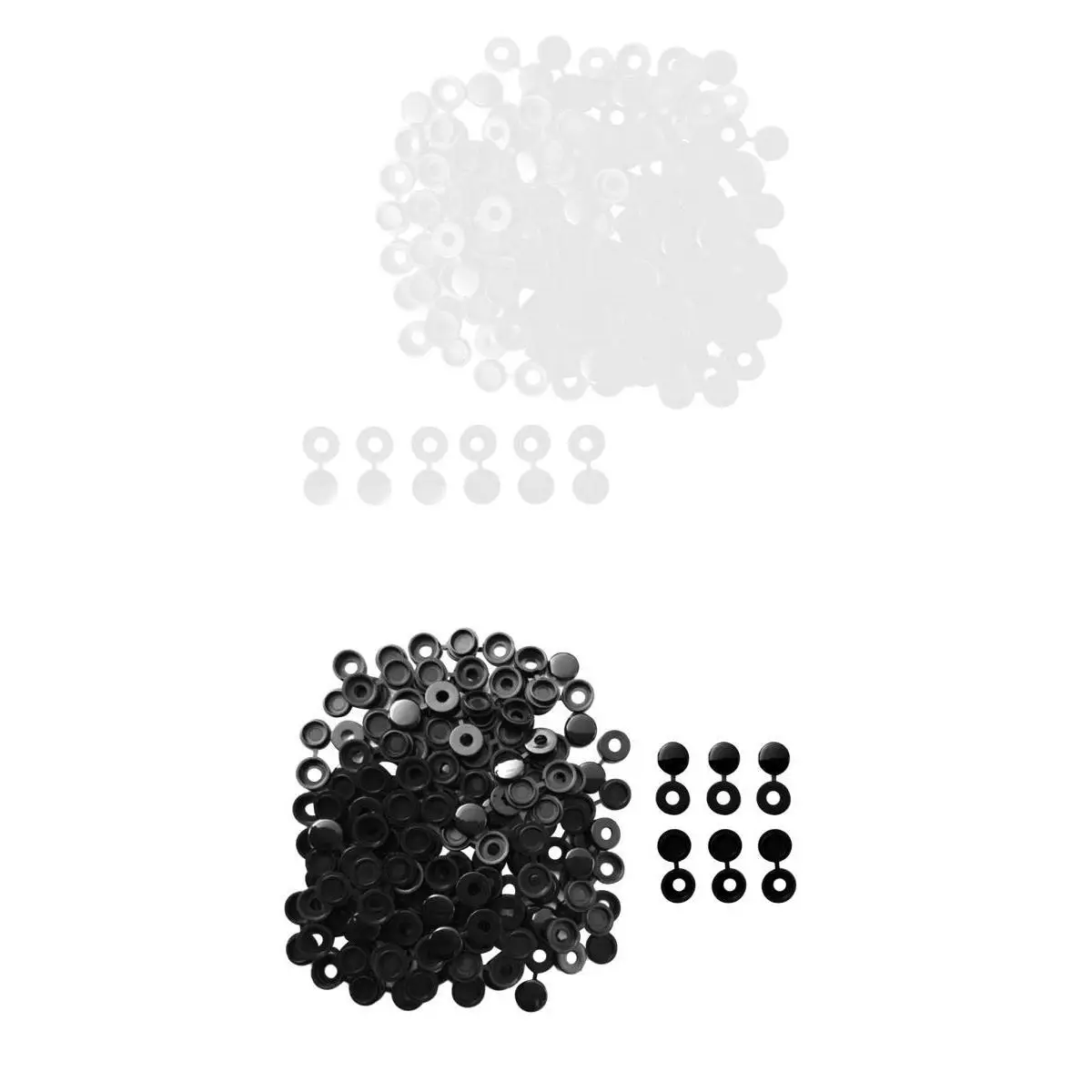 200Pcs Small 4.1mm Plastic Hinged Screw Cover Fold Snap Caps End Protector for Auto Car Furniture Home Decor Black+White