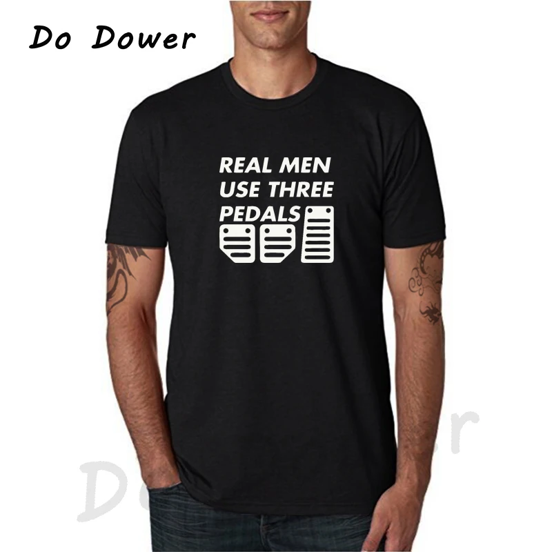 

2018 Real Men Use 3 Pedals T Shirt Funny Car Supercar Mechanic Gift Check Engine Light Short Sleeve T-shirts Tops Tees Camisetas