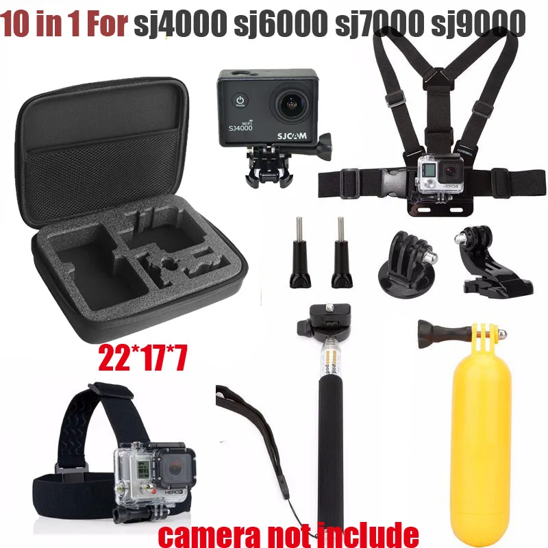 Hot 10 in 1 Value Pack SJCAM sj4000 Accessories Set case monopod For SJ