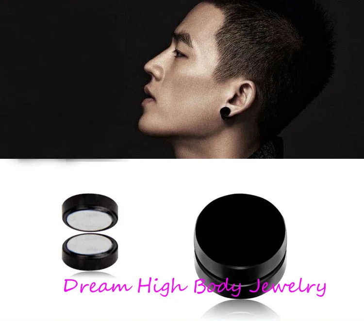 

Magnetic Earrings Black Titanium Steel Mens Women Trendy Round Clip Ear Stud Magnet Magnetic Magic Unisex 6mm 7mm 8mm 10m 12