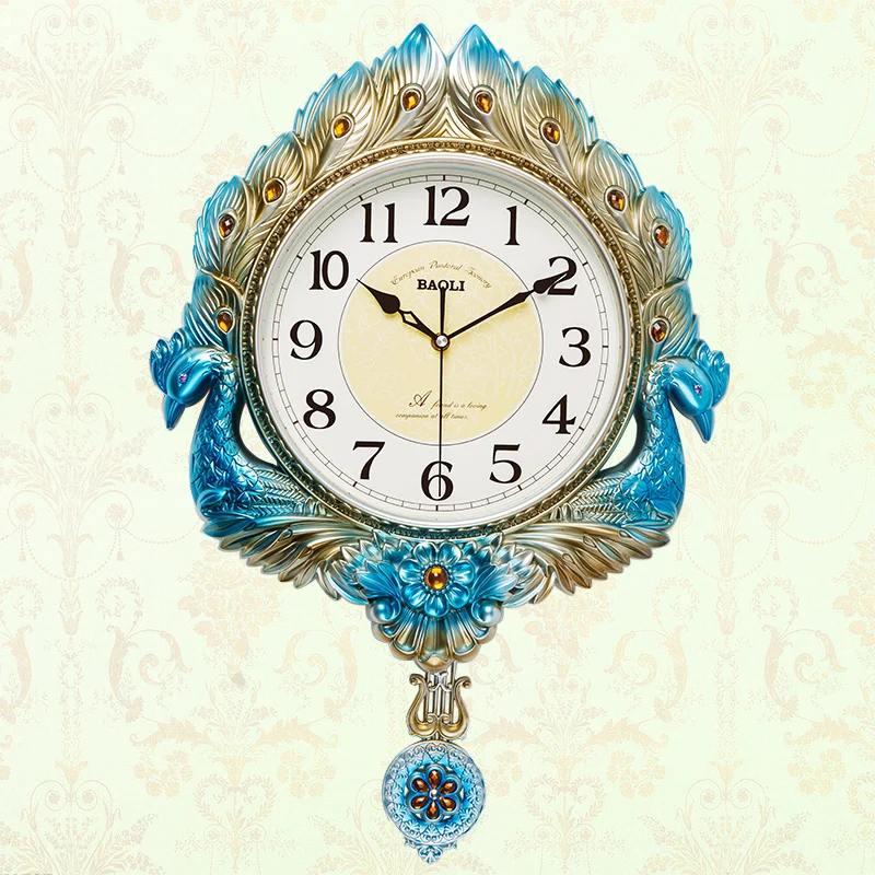 Retro Peacock Frame Swing Wall Clock