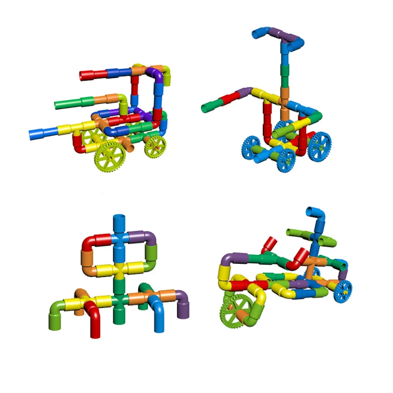 DIY Pipeline Block Colorful Educational Water Pipe Building Blocks Assembling Pipeline Tunnel Block Model Toy For Kids Gift (17)