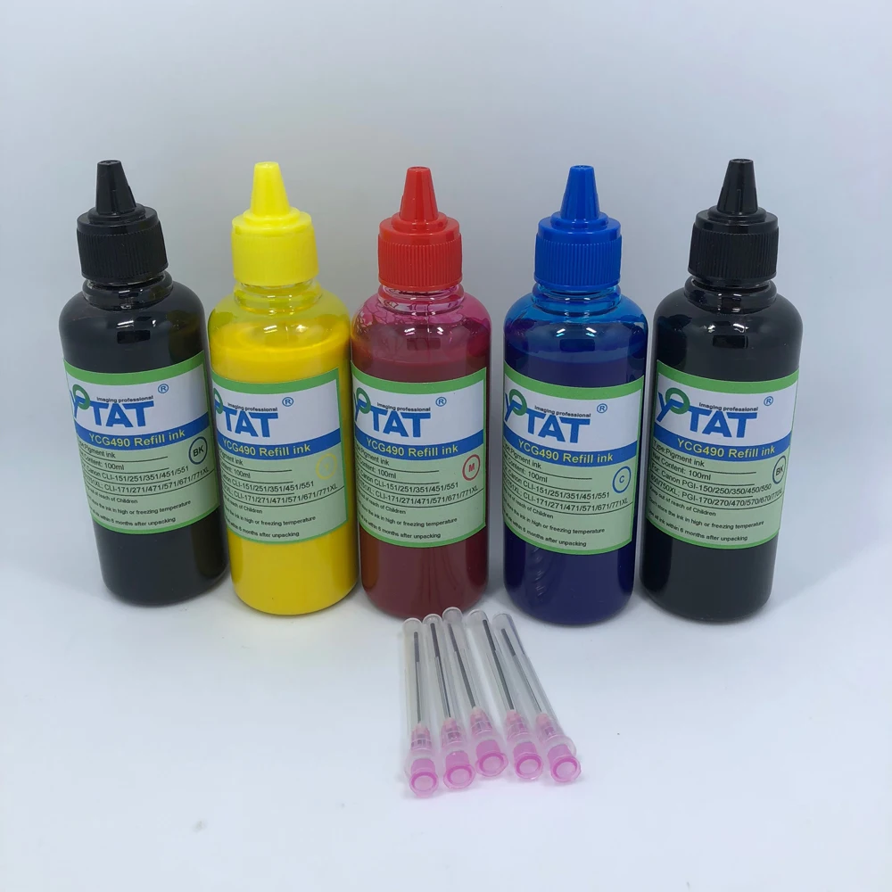 

YOTAT 5Color*100ml Pigment Ink For CANON PGI-150 PGI-250 PGI-450 CLI-451 PGI-550 CLI-551 PGI-650 PGI-270 PGI-470 PGI-570 PGI-670