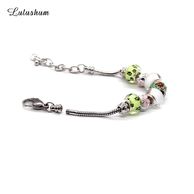

SANYU 2018 New Fashion Ladies Chain Bracelet Copper Material Lobster Buckle Glaze Beads Fit Pandora Accessories Bracelet BR-1548