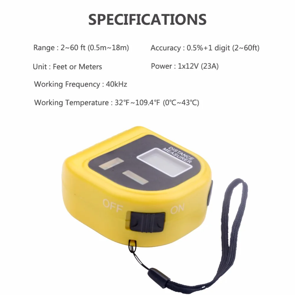 CP-3010 Handheld Ultrasonic Distance Measure meter digital Laser Range Finder Laser Pointer Rangefinder Level Tool 0.5-18M