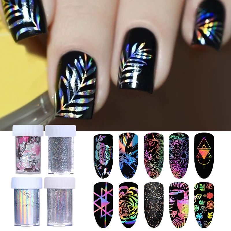 

1 Rolls 4*100cm Holographic Nail Foils Starry Sky Glitter Foils Nail Art Transfer Sticker Paper Nail Wraps DIY Nail Foil Sticker