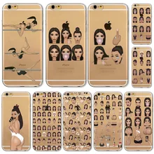 Novo! cara engraçada kimoji kim kardashian casos para iphone 5 5s se 5c 6 6 S 6 MAIS 6 SPlus 4 4S Limpar Ultrathin TPU Chorando Rosto Capa
