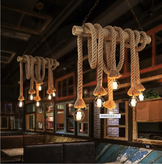 Led Pendant Light Bamboo Rope Lumiere Black Hanging Lamp Led Pendant Light Bamboo Rope Lumiere Black Hanging Lamp Lights E27 3 Lamparas Lampen Loft
