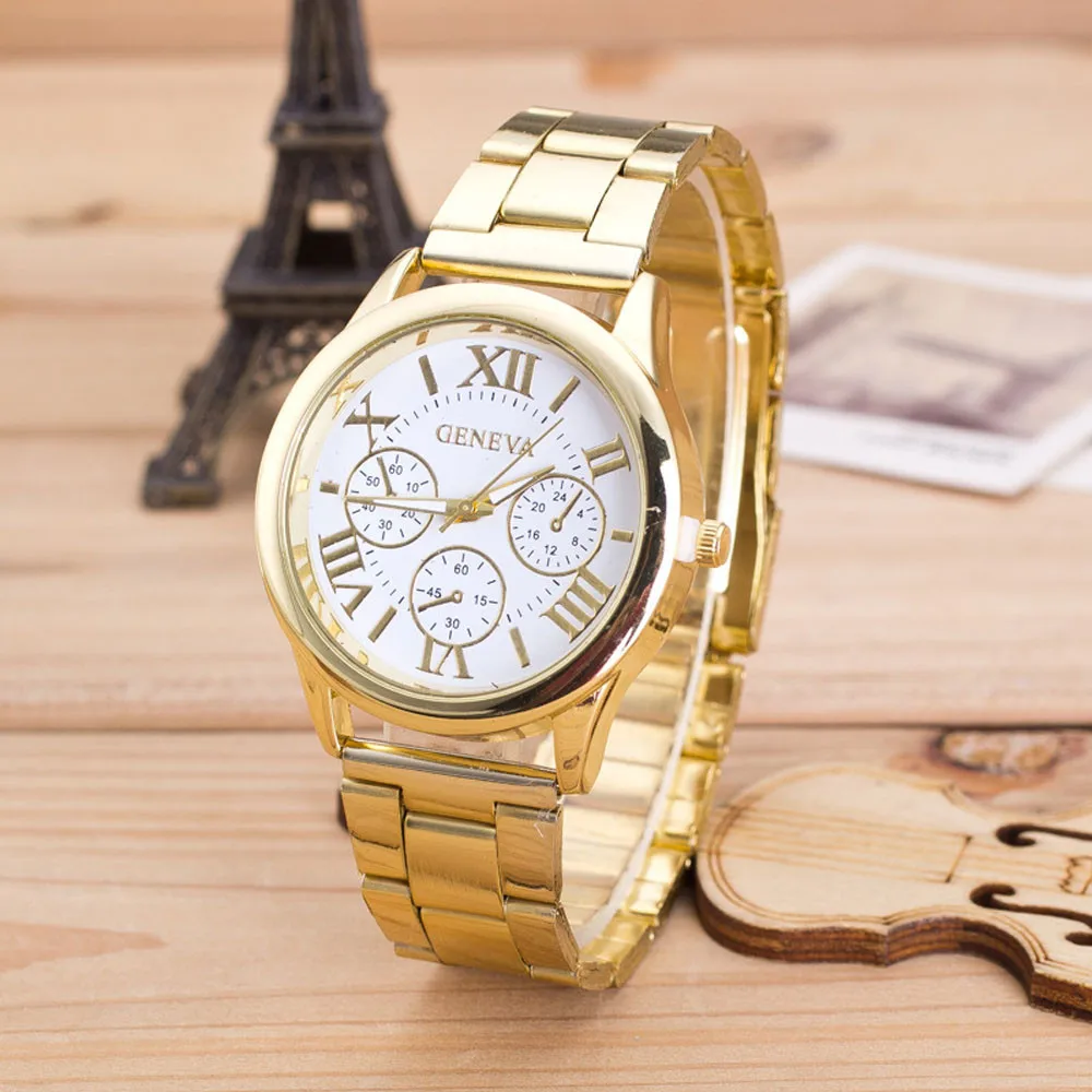 

New Wristwatch Women Female Geneva Clock Ladies Watch Roman Numerals Quartz Watches Men Casual Stainless Steel Strap Wrist Watch