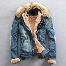 Мужская брендовая джинсовая куртка с бархатным шерстяным воротником, верхняя одежда из джинсовой ткани, S-2XL, большие размеры