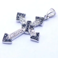 Nueva Negro Blanco Simulado Sapphire Mujer 925 Plata Cristal colgante TE404