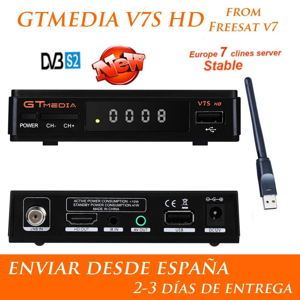 

1 Year Europe 7 Clines Server GTMedia V7S HD Digital Satellite Receiver DVB-S2 V7S HD Full 1080P+USB WIFI Upgrade Freesat V7